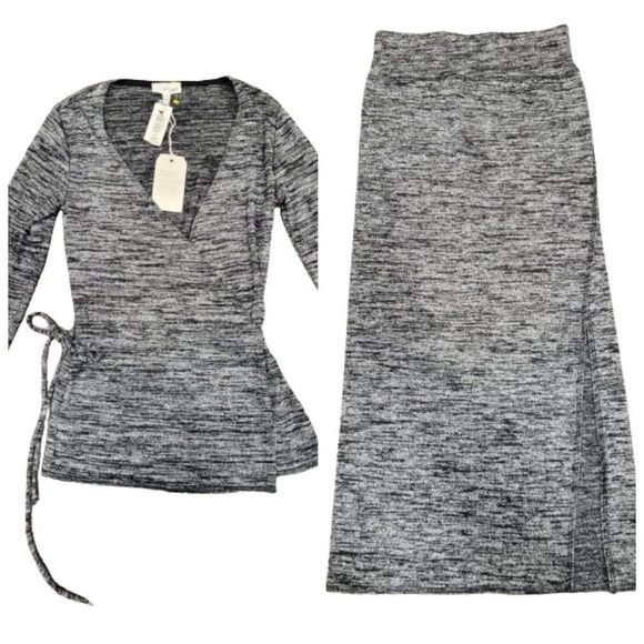 Aritzia Wilfred Free Reposa coord set - wrap top and midi skirt, NWT - Picture 2 of 5